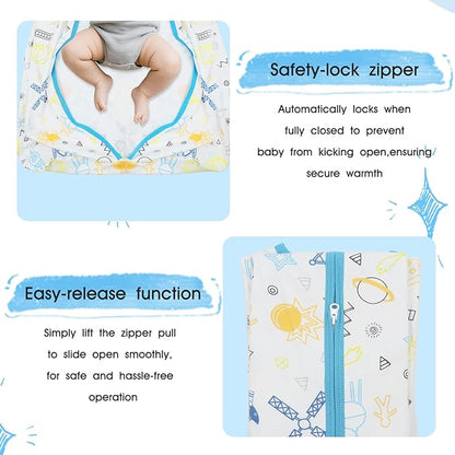 XUNTA 0.5 TOG Sleep Sack 100% Cotton Wearable Blanket, Summer Lightweight Toddler Sleeping Bag with 2-Way Zipper for Boy Girl