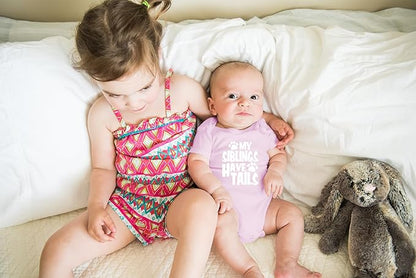 AW Fashions My Siblings Have Tails Baby Bodysuit Funny Cute Newborn Outfit Girl Boy Unisex Romper Clothes