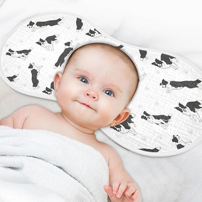 4 Pack Muslin Burp Cloths Collie Dog Paw White Cotton Baby Burp Cloths Extra Absorbent and Soft Burping Cloth for Newborn Babies Boys Girls 22x11 Inch