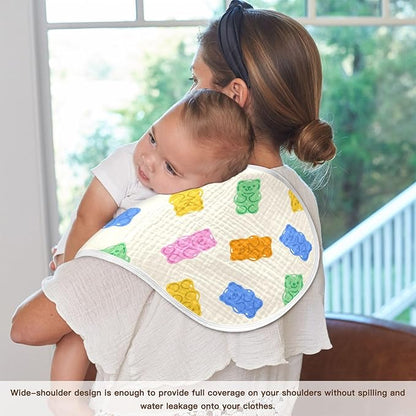 vvfelixl Muslin Burp Cloths Colorful Gummy Bears Baby Washcloths for Baby Girl Boys 2 Pack