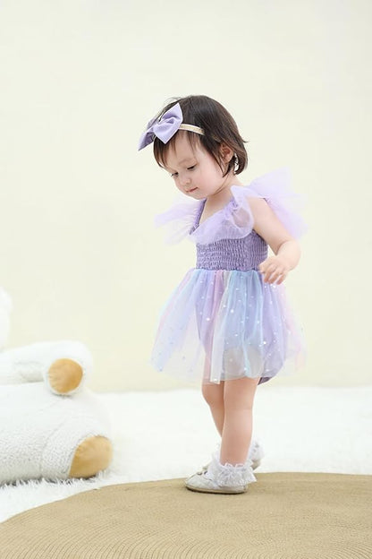 Baby Girl Clothes Infant Tulle Romper Ruffe Sleeveless Bodysuit Baby Girl Outfits Infant Girl Dress 0-18M