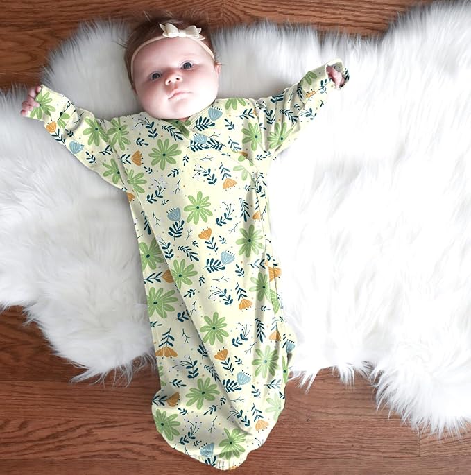 Babysoy Newborn Baby Kimono Wrap Around Snap Sleeper Gown Sack Bundler