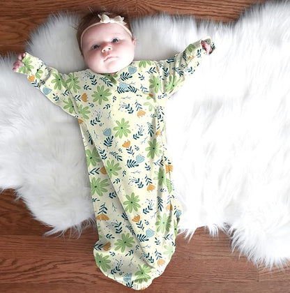 Babysoy Newborn Baby Kimono Wrap Around Snap Sleeper Gown Sack Bundler