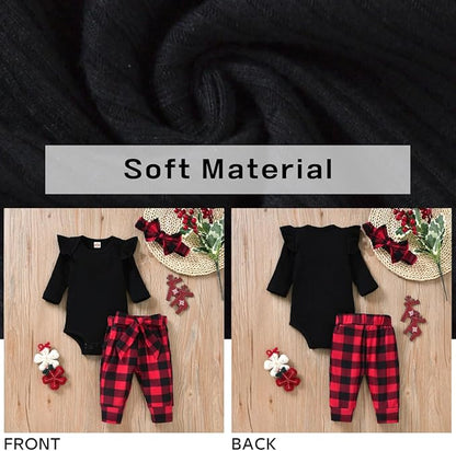 Aalizzwell Preemie Newborn Infant Baby Girls Clothes Ribbed Romper Bodysuit Pants Set Fall Winter Outfits
