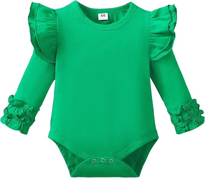 Baby Girl Solid Color Romper Infant Ruffle Sleeve Bodysuit One Piece Outfit Toddler Jumpsuit clothes