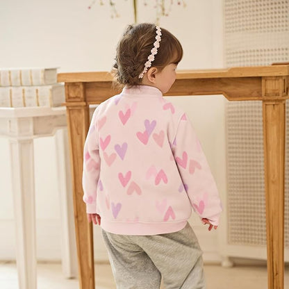 DAVE&BELLA Toddler Printed Polar Fleece Jacket, Zip Up Lightweight Outerwear for Kids Boys Girls Fall Spring Coat 2-9 Years