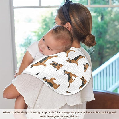 vvfelixl Muslin Burp Cloths German Shepherd Dogs Baby Washcloths for Baby Girl Boys 2 Pack White