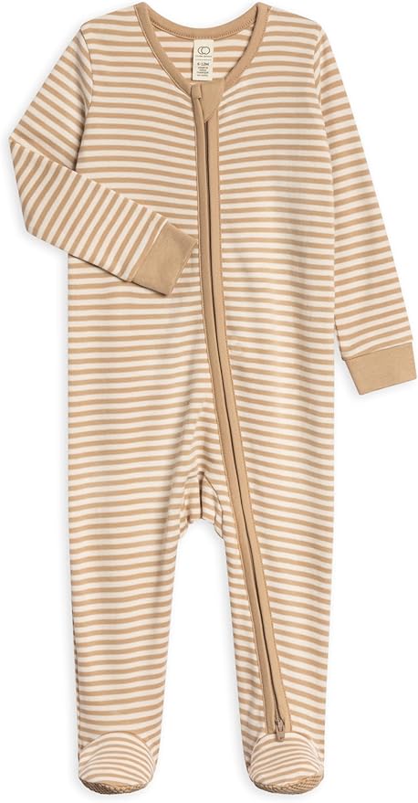 Colored Organics Baby Zip-Up Footed Sleeper with 2-Way Zipper - Newborn Organic Cotton Pajamas