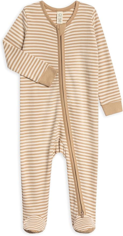 Colored Organics Baby Zip-Up Footed Sleeper with 2-Way Zipper - Newborn Organic Cotton Pajamas