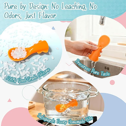 Infant Feeding Essentials & Baby Food Pouches Attachable Toppers: Seamless, Non-Drip Spoons for Baby's Diet, Compatible with Assorted Pouch Forms, Perfect for Infants 3+ Months, Pack of 5