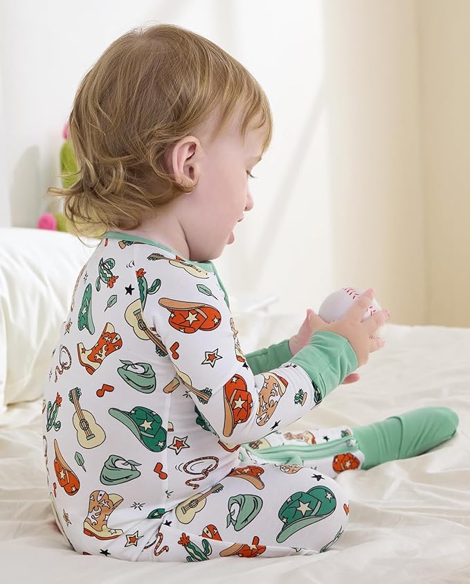 Bamboo Viscose Baby Convertible Footie Pajama, Zipper Pajamas for Baby Boys & Girls, Sleep & Play Footed Pjs