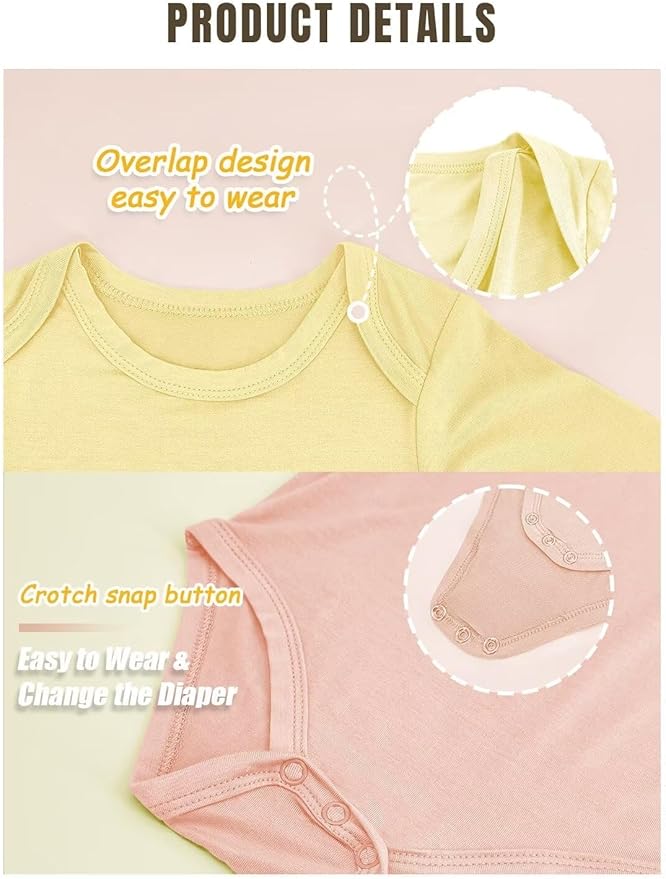 Rayon of Bamboo Baby Bodysuit, Long Sleeve Bodysuits for Boys Girls Infant Soft Clothes 0-24 Months