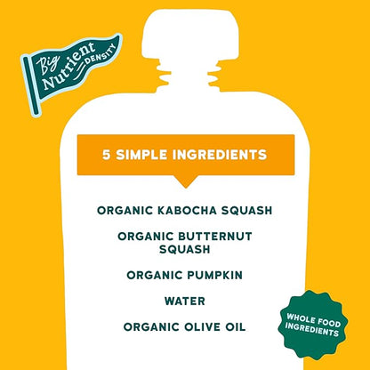 Serenity Kids 6+ Months USDA Organic Veggie Puree Baby Food Pouches | No Sugary Fruits or Added Sugar | Allergen Free | 3.5 Ounce BPA-Free Pouch | Squashes | 1 Count