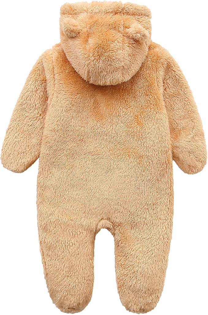 Newborn Baby Jumpsuit Hooded Fleece Rompers Long Sleeve Onesies Outwear Outfits