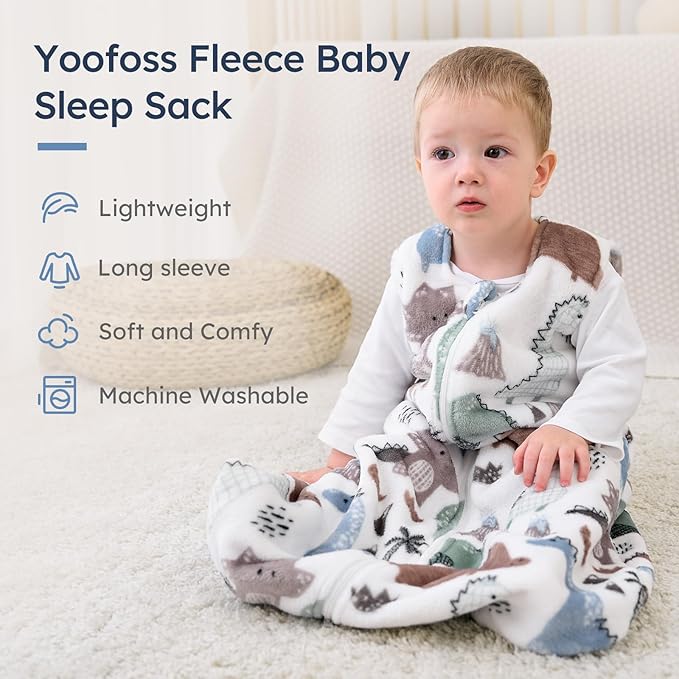 Yoofoss Fleece Baby Sleep Sack 2 Pack 1.5 Tog Baby Wearable Blanket with 2-Way Zipper