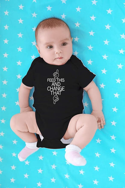 CBTwear Feed This and Change This - Baby Clothes - Funny Newborn Bodysuit Outfits for Boys and Girls