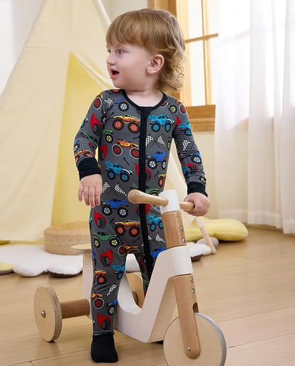 Bamboo Viscose Baby Convertible Footie Pajama, Zipper Pajamas for Baby Boys & Girls, Sleep & Play Footed Pjs