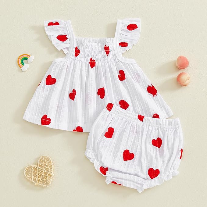 Mubineo Baby Girl Summer Clothes Cute Ruffle Tops Dress Shorts Outfits Set Infant Toddler Shrit Bloomers Princess Outfit