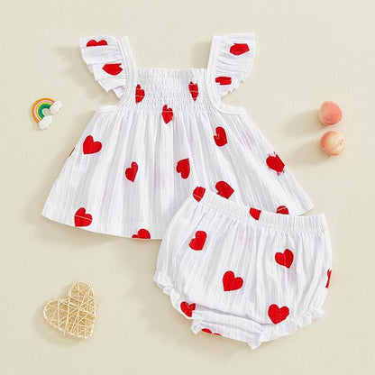 Mubineo Baby Girl Summer Clothes Cute Ruffle Tops Dress Shorts Outfits Set Infant Toddler Shrit Bloomers Princess Outfit