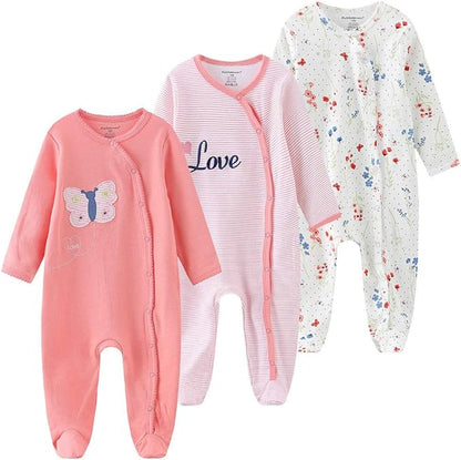 Kiddiezoom Baby Footed Cotton One-Piece Romper Jumpsuit Pajamas