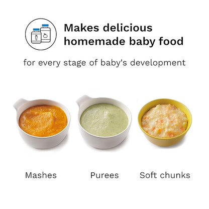Baby Brezza One Step Baby Food Maker Deluxe – Auto shut Off, Dishwasher Safe Cooker and Blender to Steam + Puree Organic Food for Infants + Toddlers - Set of 3 Pouches + 3 Funnels