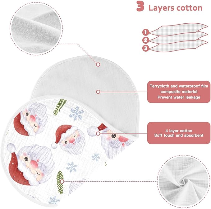 vvfelixl Baby Burp Cloths Joyful Winter Christmas Baby Newborn Cotton Burping Cloths Set Baby Washcloths 4 Pack