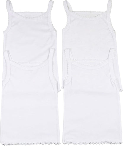 ToBeInStyle Girl's 4 Pack Ruffle Hem Spaghetti Strap Tank Tops