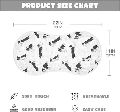 4 Pack Muslin Burp Cloths Collie Dog Paw White Cotton Baby Burp Cloths Extra Absorbent and Soft Burping Cloth for Newborn Babies Boys Girls 22x11 Inch