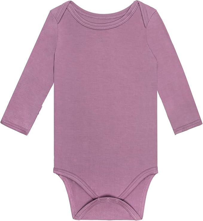 GUISBY Unisex Baby Rayon of Bamboo Snap Bodysuits, Long Sleeve with Mittens Cuffs Bodysuit