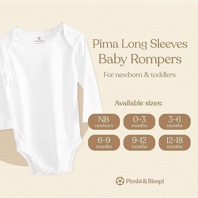 Pimbi&Bimpi Baby Bodysuit Long Sleeve | Baby Romper | Premium Peruvian Pima Cotton | Gender Neutral baby clothes: baby boy romper and baby girl romper (12-18 months)
