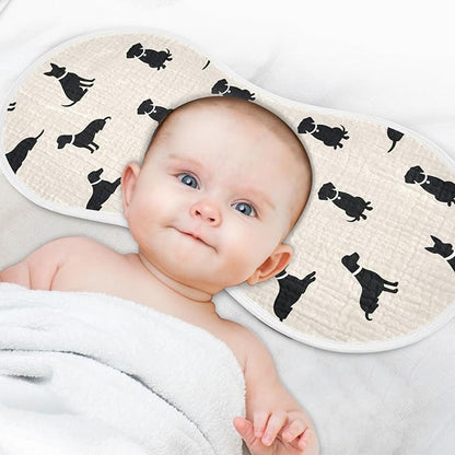 1 Pack Muslin Burp Cloths Dogs Beige Cotton Baby Burp Cloths Extra Absorbent and Soft Thick Burping Cloth for Newborn Babies 22x11 Inch
