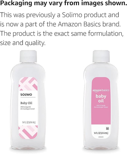 Amazon Basics Baby Oil, Mild & Gentle, Dermatologist Tested, 14 Fl Oz (Pack of 4) (Previously Solimo)