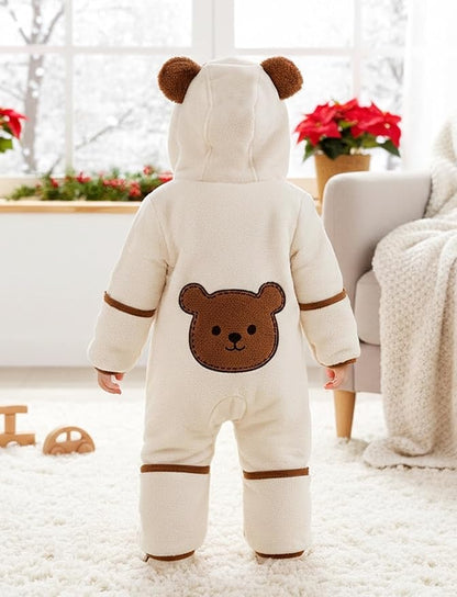 PATPAT Fleece Hooded Footed Clothes, Soft Warm Footie Covers, Car Seat Friendly, Easy Zip,Cute Romper Newborn Infant Jumpsuit