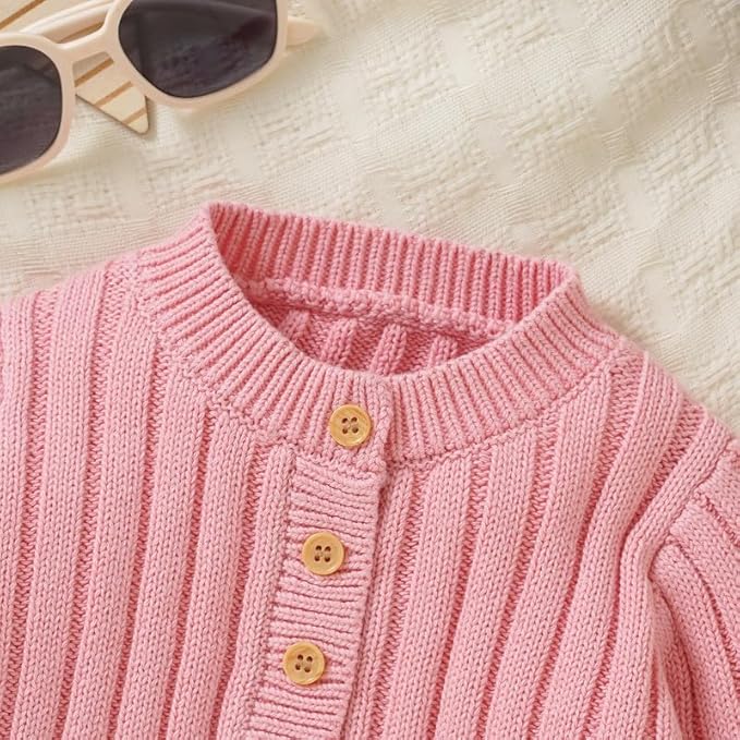 Neiwech Baby Boy Girl Romper Newborn Infant Knit Striped Solid Long Sleeve One Piece Jumpsuit Clothes