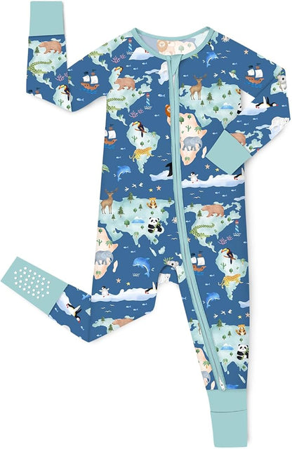 Bamboo Viscose Baby Convertible Footie Pajama, Zipper Pajamas for Baby Boys & Girls, Sleep & Play Footed Pjs