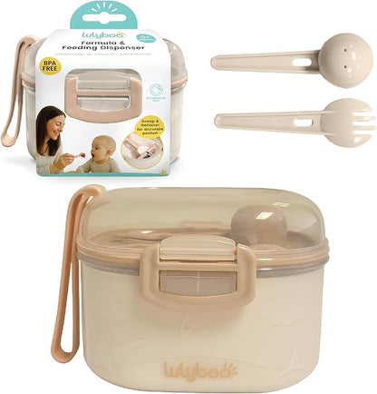 Lulyboo Baby Formula Milk Powder Container - Travel-Friendly, Airtight Storage with Scoop & Spork, Compact BPA-Free, Easy-to-Clean Portable Baby Feeding Accessories (Clay)