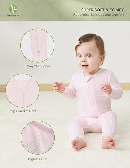 Baby Zippered Rompers Newborn Pajamas Sleepers Long Sleeve Jumpsuits Infant Zipper Romper-Viscose from Bamboo