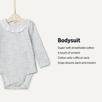 Amazon Essentials x Sofia Grainge Baby Girls' Long-Sleeve Ruffle Collar Bodysuit, Pack of 2