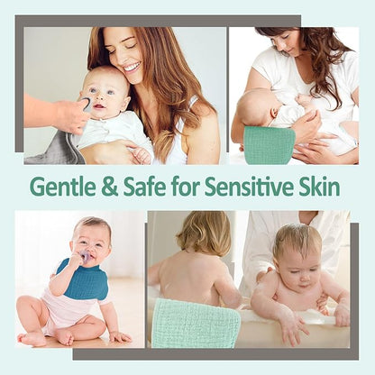 Muslin Burp Cloths 100% Cotton Pack of 12. Soft, Gentle & Absorbent Baby Burp Cloths for Baby Girl & Boys.(Mixed Color 12 Pieces)