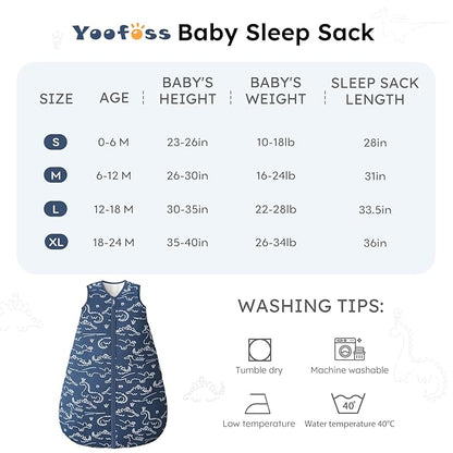 Yoofoss Baby Sleep Sack 0-6 Months, TOG 2.5 Baby Wearable Blanket with 2-Way Zipper, 100% Organic Cotton Fabric Winter Newborn Sleeping Sack, Warm Soft Comfy