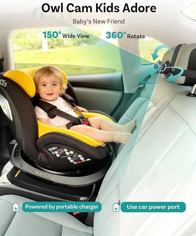 OTTOCAST Baby Car Camera &Wireless CarPlay Adapter,1080P HD Rear Seat Monitor Display on Car Screen,150°Wide Angle No-Glow Night View, Safety for Kids & Infants