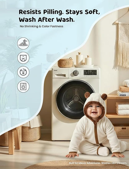 PATPAT Fleece Hooded Footed Clothes, Soft Warm Footie Covers, Car Seat Friendly, Easy Zip,Cute Romper Newborn Infant Jumpsuit