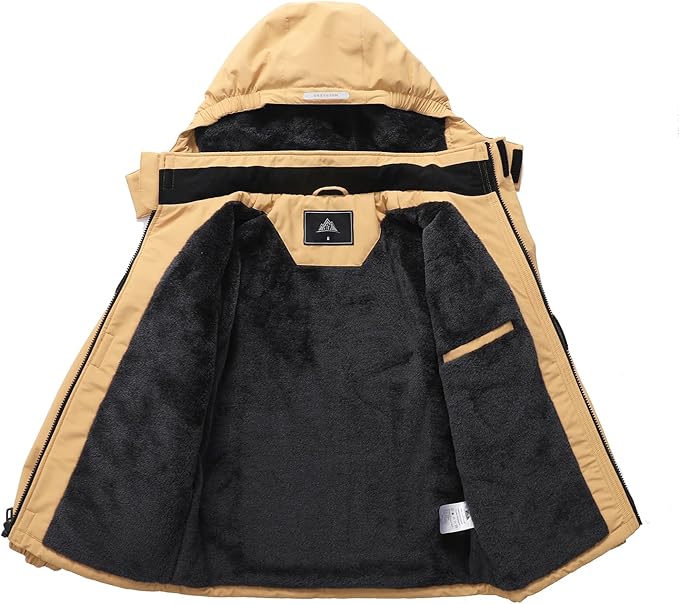 Kid's Ski Jacket Waterproof Winter Coat Boy's and Girl's Fleece Snowboarding Jackets with Detachable Hood