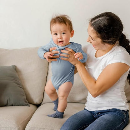 Woolino 100% Superfine Merino Wool Baby Bodysuit - Long Sleeve Bodysuit for Boy and Girl - Tagless Neck Bodysuit for Unisex