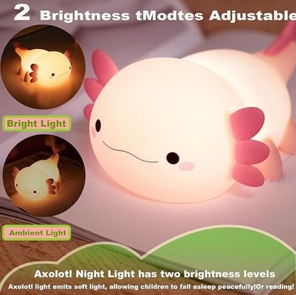 Axolotl Night Light for Kids,Cute Axolotl lamp Gifts Rechargeable light Table Lamp Bedside Lamp,LED Animal Silicone Nursery Night Lamp Cute Room Decor Night Light for Kids Girls Boys