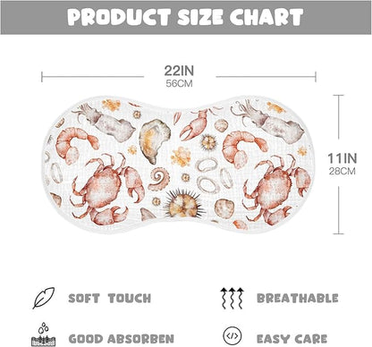 vvfelixl Seafood Lobster Crab Clams Burp Cloths for Baby Boy Girls Baby Washcloths Burp Rags 1 Pack