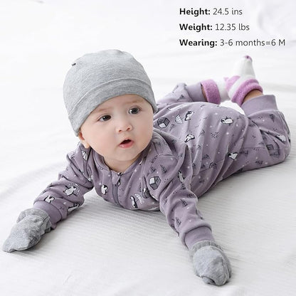 Newborn Baby 2-way Zipper Romper Cotton One-piece Jumsuit 3-pack, 0-24 Months