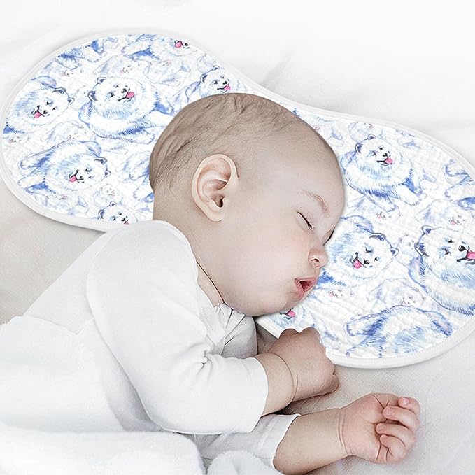 vvfelixl Baby Burp Cloths Samoyed Dog Baby Newborn Cotton Burping Cloths Set Baby Washcloths 4 Pack