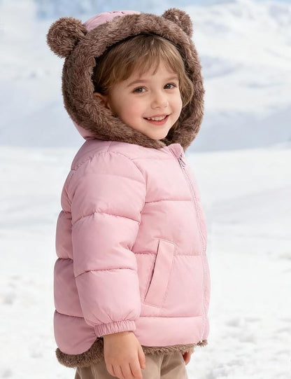 COZYPOIN Toddler Baby Boys Girls Winter Fleece Jackets Cute Bear Hooded Coats Little Kids Warm Windproof Outerwear for 1-6T