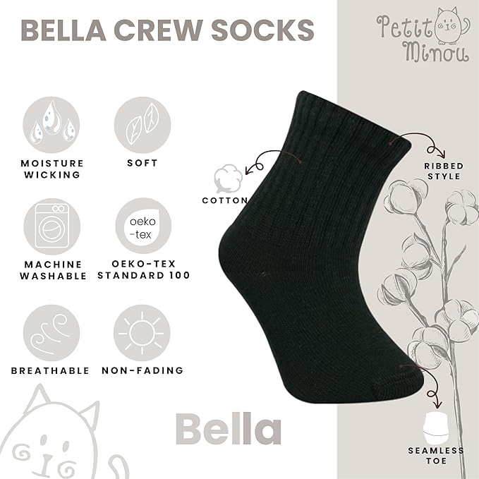Bella Baby & Toddler Seamless-Toe Turkish Cotton Crew Socks (6-Pack)